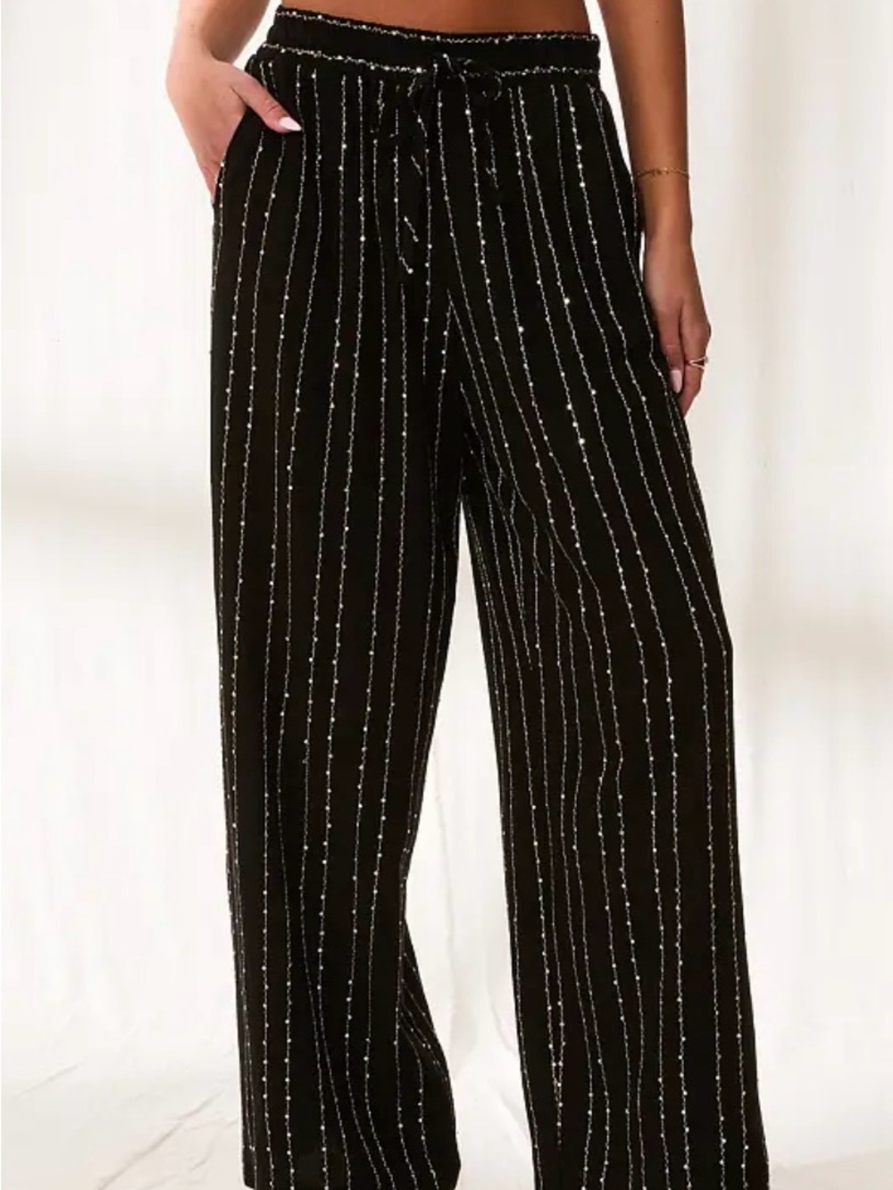 BKE Resort Edit - Sequins Embroidered Pant Gold and Black NWOT - Picture 2 of 7